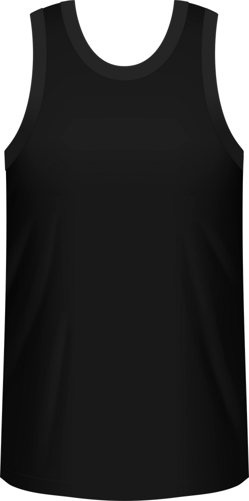 Realistic black male singlet mockup front view