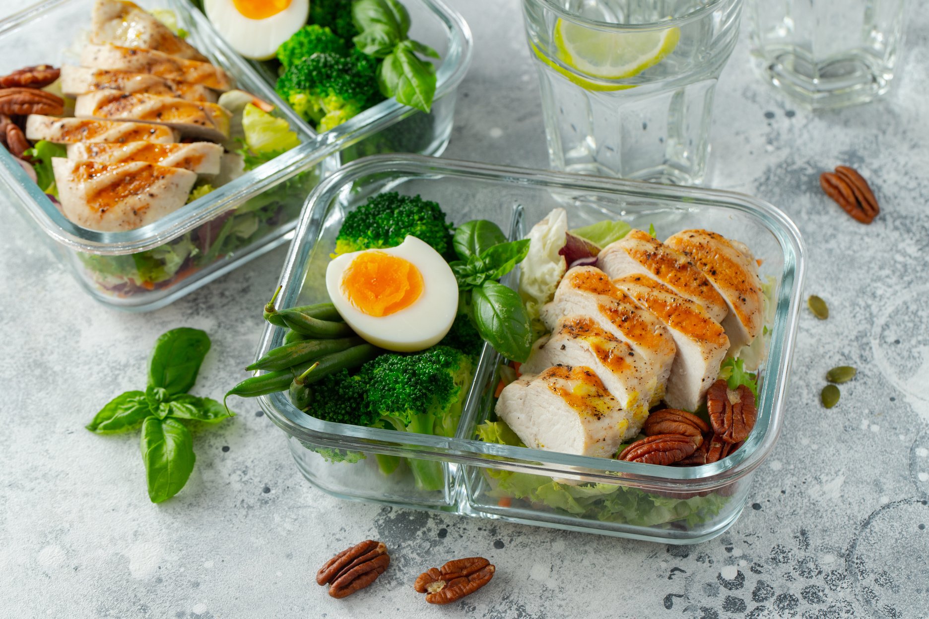 Healthy Meal Prep on a Concrete Background